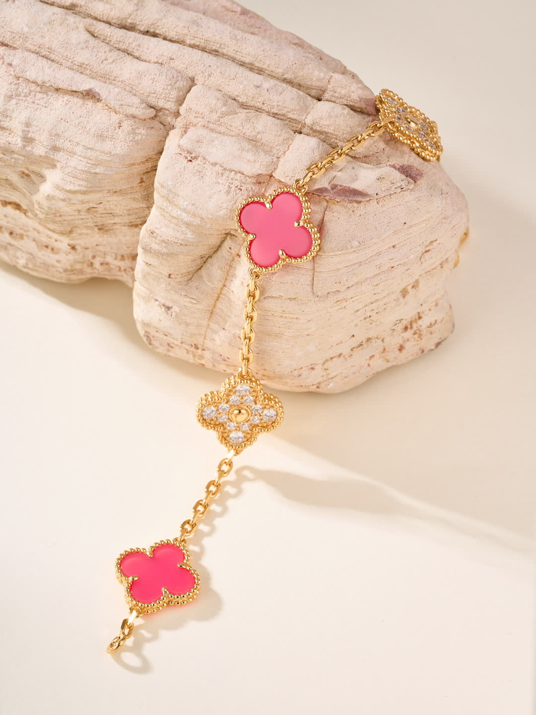 Van Cleef & Arpels Magic Alhambra Pink Enamel Bracelet